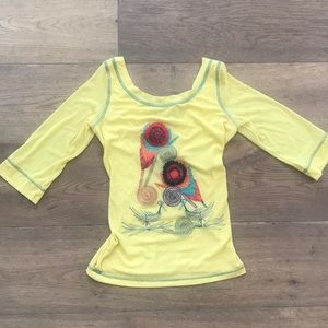 Yellow embroidered summer top